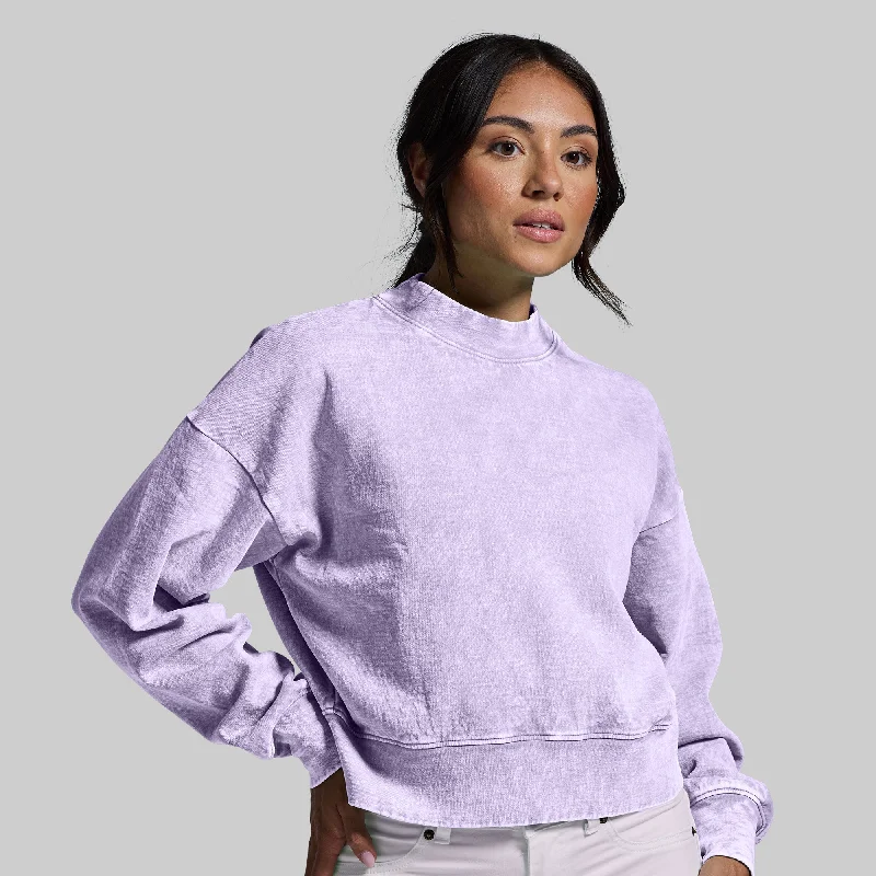 Good Karma Cropped Sweatshirt (Washed Orchid) Hoodie with Hem Detail Decorative Unique Good Karma Cropped Sweatshirt (Washed Orchid) Hoodie with Hem Detail Decorative Unique