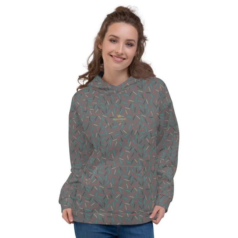 Gray Birthday Women's Sweatshirt, Sprinkle Print Unisex Hoodies Pullover Top- Made in EU Hoodie with Drawcord Adjustable Secure Gray Birthday Women's Sweatshirt, Sprinkle Print Unisex Hoodies Pullover Top- Made in EU Hoodie with Drawcord Adjustable Secure