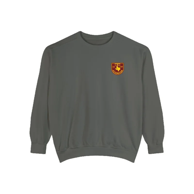 GTG Color Badge Logo Unisex Garment-Dyed Sweatshirt Hoodie with Ribbed Neckline Snug Warm GTG Color Badge Logo Unisex Garment-Dyed Sweatshirt Hoodie with Ribbed Neckline Snug Warm