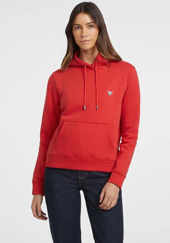 Guess Womens Mini Patch Logo Hoodie, Red Hoodie with Velcro Closure Adjustable Secure Guess Womens Mini Patch Logo Hoodie, Red Hoodie with Velcro Closure Adjustable Secure