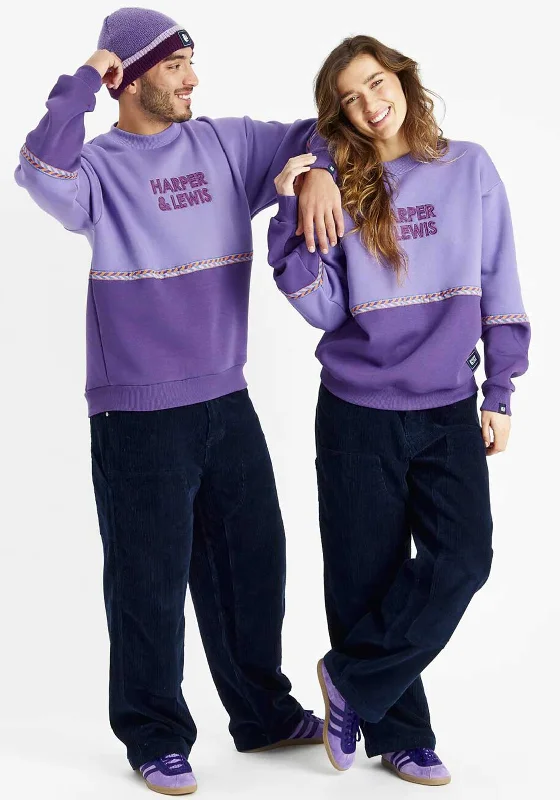 Harper & Lewis Taran Unisex Colour Block Sweatshirt, Purple Hoodie with High Neck Warm Protective Harper & Lewis Taran Unisex Colour Block Sweatshirt, Purple Hoodie with High Neck Warm Protective