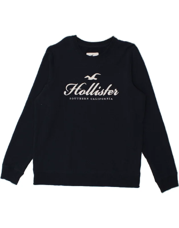 HOLLISTER Mens Graphic Sweatshirt Jumper Large Navy Blue Cotton Hoodie with Fur Luxurious Winter HOLLISTER Mens Graphic Sweatshirt Jumper Large Navy Blue Cotton Hoodie with Fur Luxurious Winter