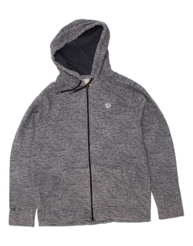 HOLLISTER Mens Zip Hoodie Sweater XL Grey Flecked Cotton Stylish Fashionable Trendy