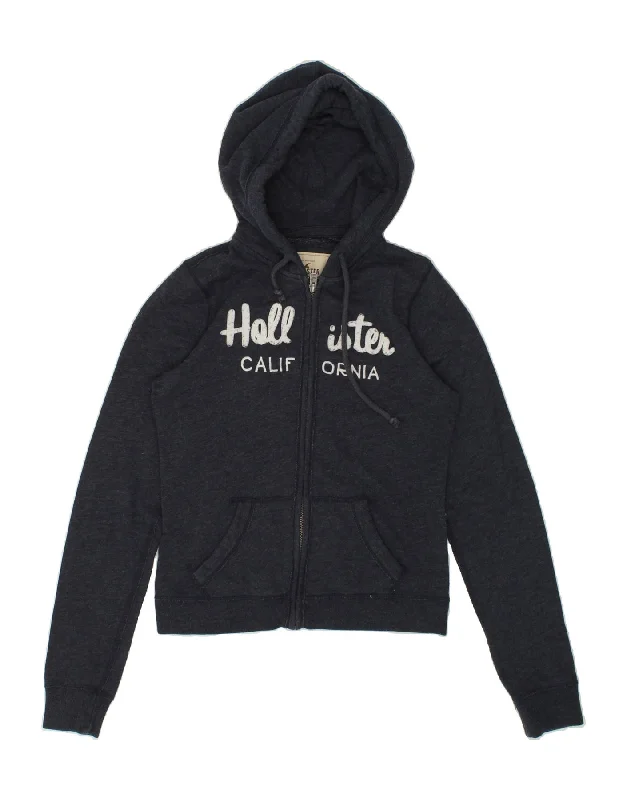 HOLLISTER Womens Graphic Zip Hoodie Sweater UK 10 Small Navy Blue Cotton Wool Sweater Cotton Sweater Cashmere Sweater HOLLISTER Womens Graphic Zip Hoodie Sweater UK 10 Small Navy Blue Cotton Wool Sweater Cotton Sweater Cashmere Sweater