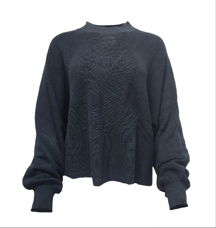 HoodLamb Women's Black Mock Collar Knitted Sweater 420 NWT Stylish Fashionable Trendy HoodLamb Women's Black Mock Collar Knitted Sweater 420 NWT Stylish Fashionable Trendy