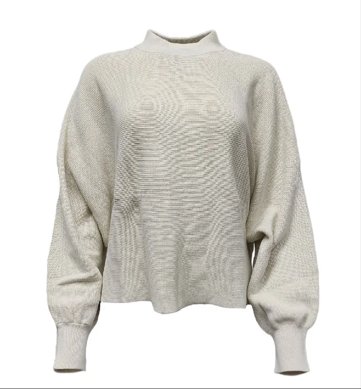 HoodLamb Women's Cream Mock Collar Hemp Sweater 420 NWT Layered Multi-layer Single Layer