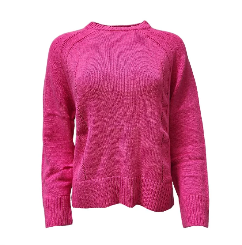 HoodLamb Women's Fuchsia Pink Ribbed Long Sleeve Hemp Sweater NWT Soft Cozy Warm