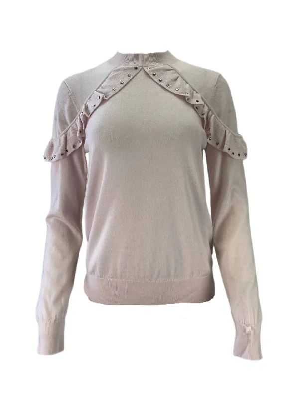 KATE SPADE Women's Rosedew So Foxy Ruffle Studded Wool Sweater NWT High Neck Crew Neck V-Neck KATE SPADE Women's Rosedew So Foxy Ruffle Studded Wool Sweater NWT High Neck Crew Neck V-Neck
