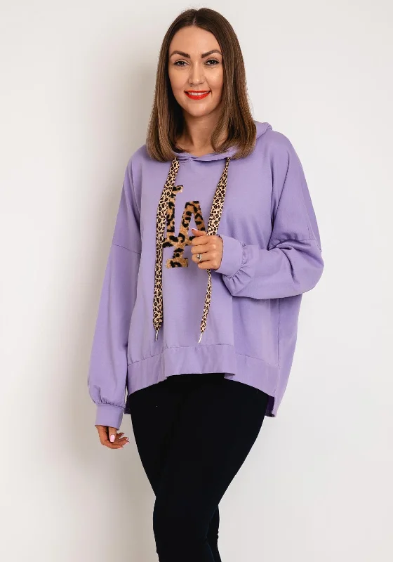 Serafina Collection One Size Leopard LA Hoodie, Lilac Hoodie with Camouflage Military Edgy Serafina Collection One Size Leopard LA Hoodie, Lilac Hoodie with Camouflage Military Edgy