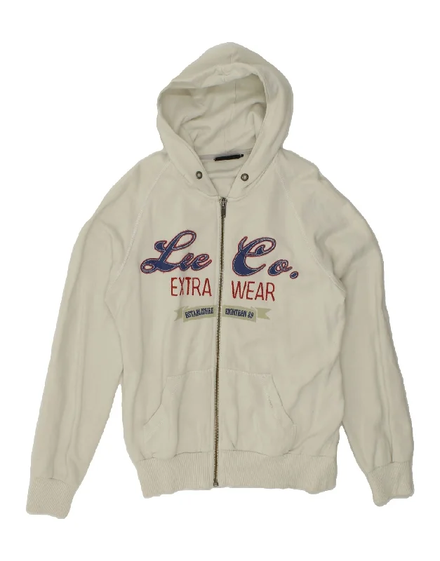 LEE Mens Graphic Zip Hoodie Sweater Large White Cotton Fleece Sweater Nylon Polyester LEE Mens Graphic Zip Hoodie Sweater Large White Cotton Fleece Sweater Nylon Polyester