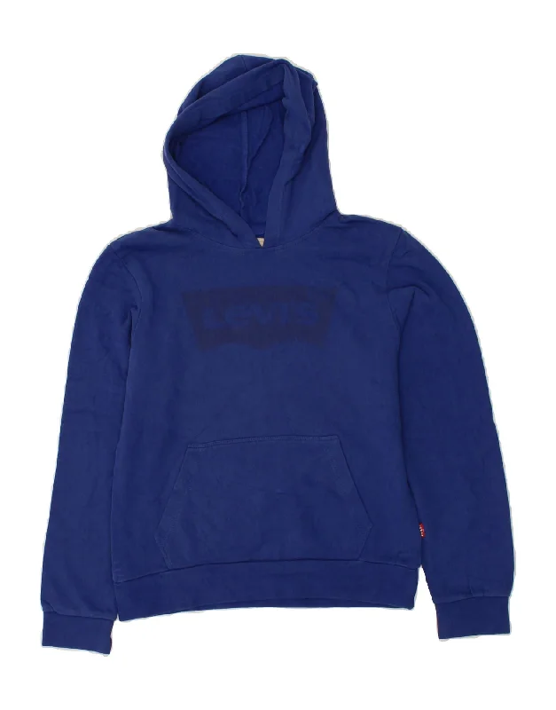 LEVI'S Boys Graphic Hoodie Jumper 11-12 Years Blue Cotton Hoodie with Turtle Neck Cozy Winter LEVI'S Boys Graphic Hoodie Jumper 11-12 Years Blue Cotton Hoodie with Turtle Neck Cozy Winter