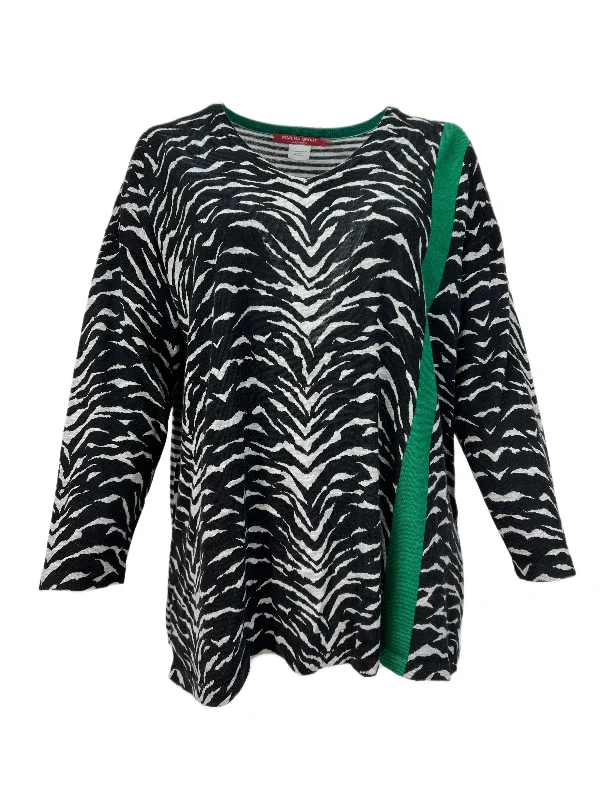 Marina Rinaldi Women's Black Acciaio Animal Printed Knitted Sweater Size XL Boxy Sweater Fitted Sweater A-Line Marina Rinaldi Women's Black Acciaio Animal Printed Knitted Sweater Size XL Boxy Sweater Fitted Sweater A-Line