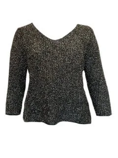Marina Rinaldi Women's Black Amore Knitted 3/4 Sleeves Sweater NWT Cashmere Blend Cotton Blend Poly Blend Marina Rinaldi Women's Black Amore Knitted 3/4 Sleeves Sweater NWT Cashmere Blend Cotton Blend Poly Blend