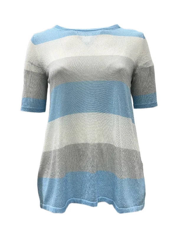 Marina Rinaldi Women's Blue America Knitted Sweater NWT Hooded Caped Shawl Collar