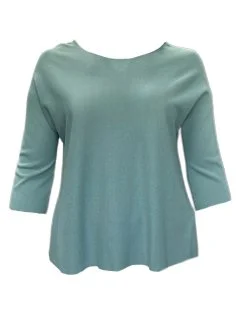 Marina Rinaldi Women's Green Andorra 3/4 Sleeves Knitted Sweater Size M NWT Faux Fur Fabric Real Fur Fabric Shearling Fabric
