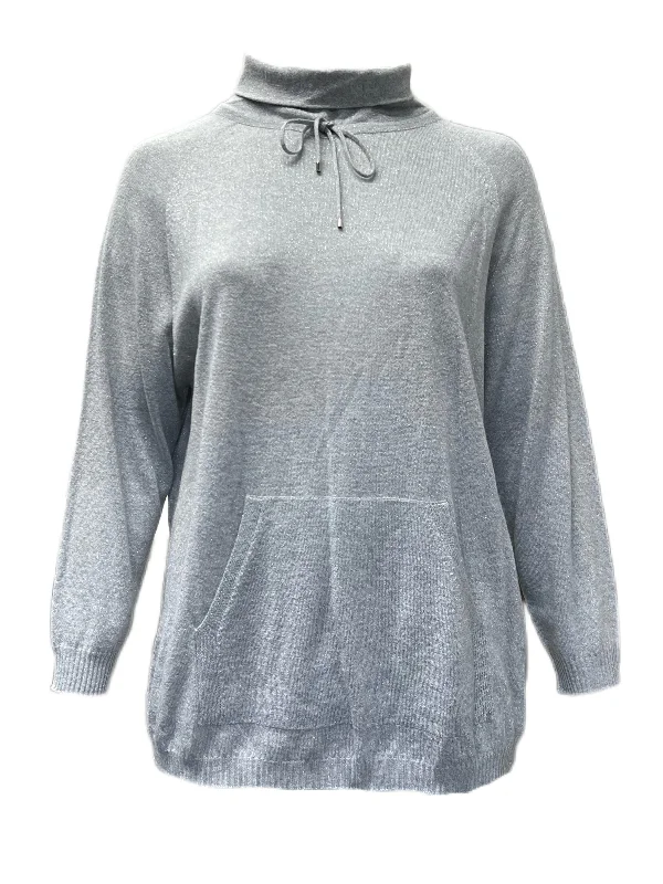 Marina Rinaldi Women's Grey Airone Turtleneck Sweater NWT Wool Fabric Cashmere Fabric Tweed Fabric Marina Rinaldi Women's Grey Airone Turtleneck Sweater NWT Wool Fabric Cashmere Fabric Tweed Fabric