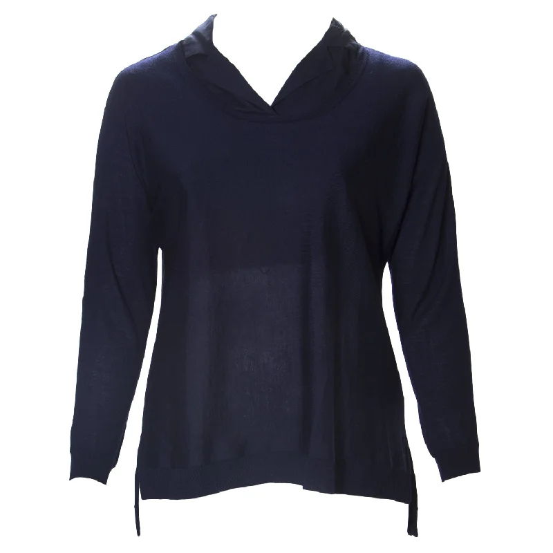 MARINA RINALDI Women's Navy Albero Layered Look Sweater $470 NWT Iron Safe Non-Iron Wrinkle Free MARINA RINALDI Women's Navy Albero Layered Look Sweater $470 NWT Iron Safe Non-Iron Wrinkle Free