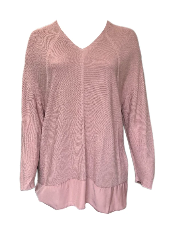 Marina Rinaldi Women's Pink Assorto Knitted Sweater NWT Print Jacquard Patchwork