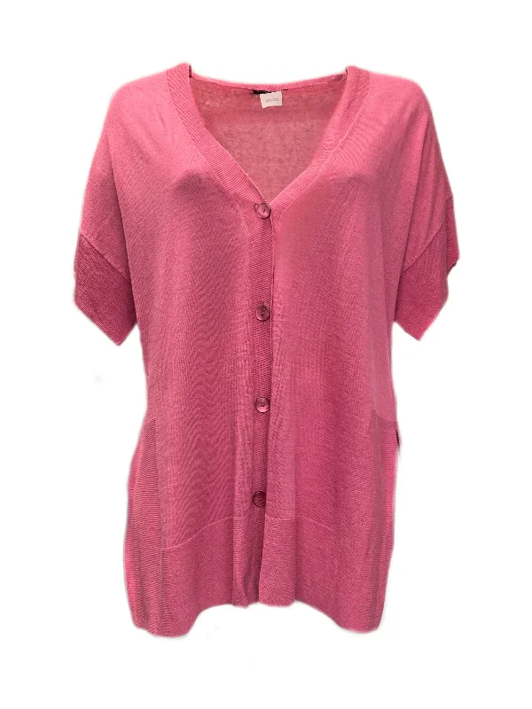 Marina Rinaldi Women's Pink Medioevo Button Front Knitted Sweater NWT Oversized Loose Flowy Marina Rinaldi Women's Pink Medioevo Button Front Knitted Sweater NWT Oversized Loose Flowy