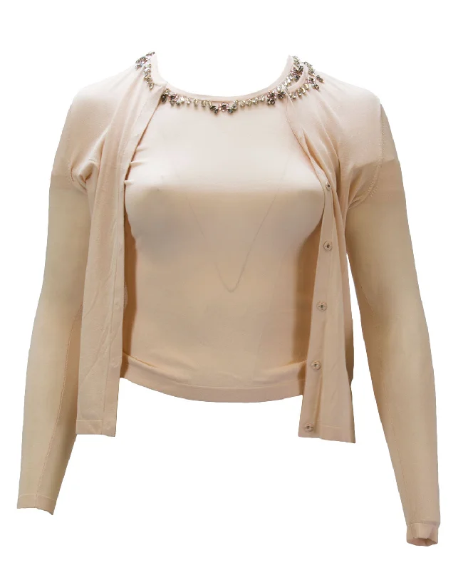 MARINA RINALDI Women's Pink Ursula 2-Piece Sweater Set XX-Small $1410 NWT Mesh Blend Leather Blend Suede Blend MARINA RINALDI Women's Pink Ursula 2-Piece Sweater Set XX-Small $1410 NWT Mesh Blend Leather Blend Suede Blend