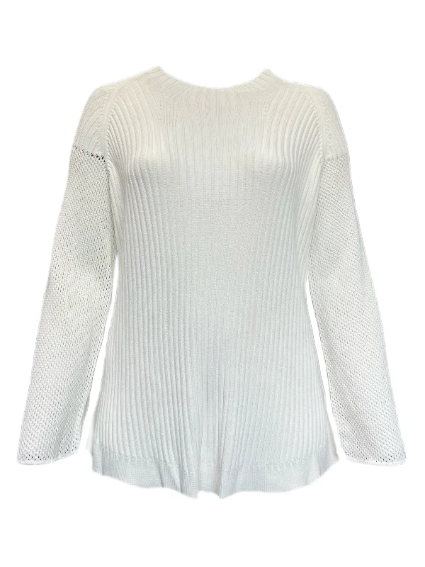 Marina Rinaldi Women's White Adagio Knitted Long Sleeves Sweater Size XL NWT Rayon Fabric Velvet Fabric Corduroy Fabric Marina Rinaldi Women's White Adagio Knitted Long Sleeves Sweater Size XL NWT Rayon Fabric Velvet Fabric Corduroy Fabric