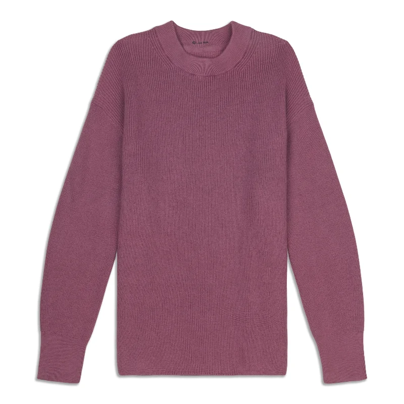 Merino Wool-Blend Rib Crewneck Sweater - Resale Stretchy Elastic Breathable