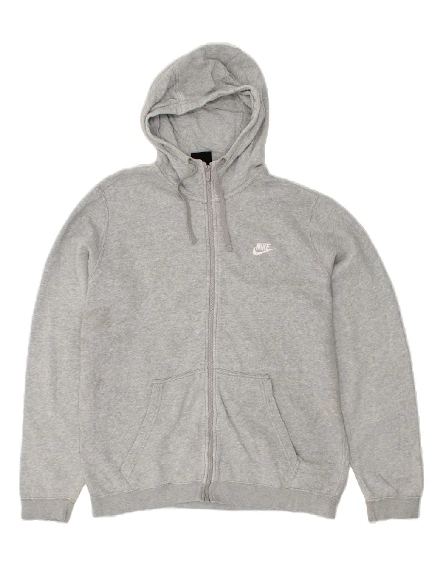NIKE Mens Zip Hoodie Sweater Large Grey Cotton Notch Collar Peter Pan Collar Cowl Neck NIKE Mens Zip Hoodie Sweater Large Grey Cotton Notch Collar Peter Pan Collar Cowl Neck