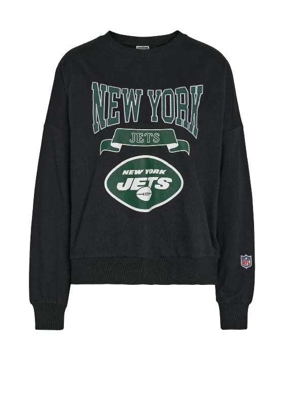 Noisy May Ariel New York Jets Sweatshirt, Black Hoodie with Contrast Stitching Detailed Premium Noisy May Ariel New York Jets Sweatshirt, Black Hoodie with Contrast Stitching Detailed Premium