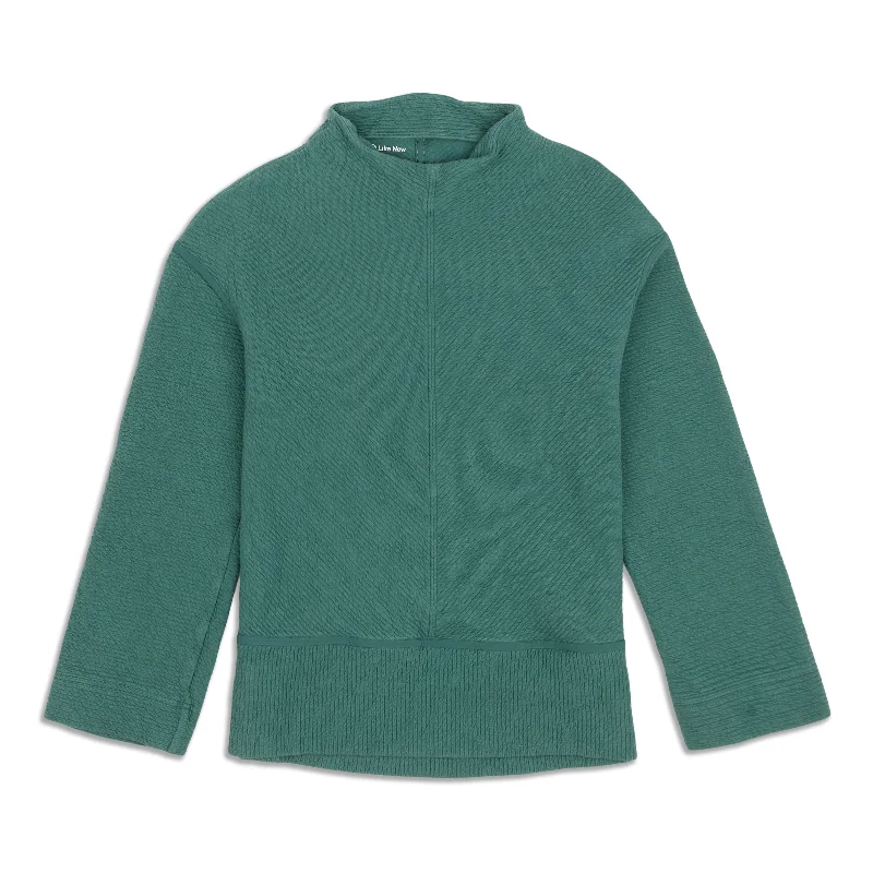 On Repeat Mock Neck Sweater - Resale Mesh Fabric Canvas Fabric Denim Fabric