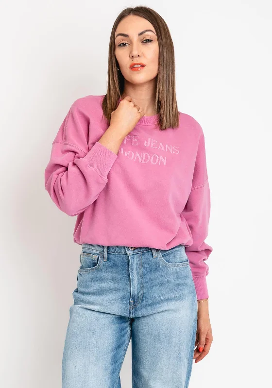 Pepe Jeans Kelly Embroidered Sweatshirt, English Rose Pink Hoodie Jacket Zipper Layering Pepe Jeans Kelly Embroidered Sweatshirt, English Rose Pink Hoodie Jacket Zipper Layering
