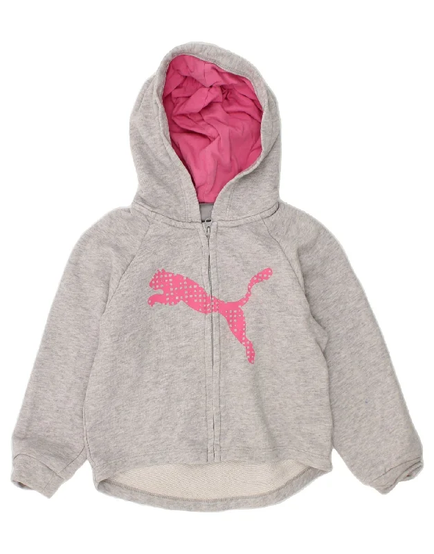 PUMA Girls Graphic Zip Hoodie Sweater 2-3 Years Grey Cotton Seamless Knitted Crochet PUMA Girls Graphic Zip Hoodie Sweater 2-3 Years Grey Cotton Seamless Knitted Crochet