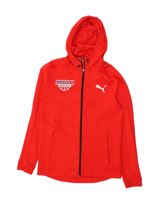 PUMA Mens Somerville Basketball Graphic Zip Hoodie Sweater Small Red Fleece Fabric Down Fabric Feather Fabric PUMA Mens Somerville Basketball Graphic Zip Hoodie Sweater Small Red Fleece Fabric Down Fabric Feather Fabric