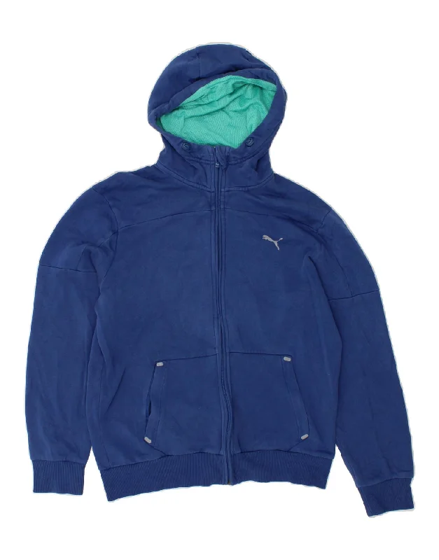 PUMA Mens Zip Hoodie Sweater Medium Blue Transparent Opaque Sheer