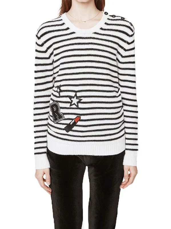 Rebecca Minkoff Women's Prim Stripe Patch Sweater Casual Formal Business