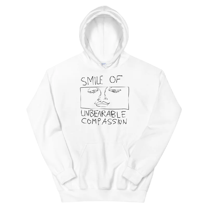 Smile Of Unbearable Compassion Doodle Graphic Hoodie Hoodie with Hem Embroidery Detailed Premium Smile Of Unbearable Compassion Doodle Graphic Hoodie Hoodie with Hem Embroidery Detailed Premium