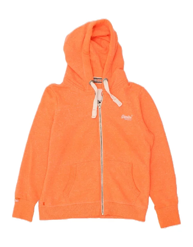 SUPERDRY Womens Zip Hoodie Sweater UK 18 XL Orange Cotton Collared Crew Neck Turtle Neck SUPERDRY Womens Zip Hoodie Sweater UK 18 XL Orange Cotton Collared Crew Neck Turtle Neck