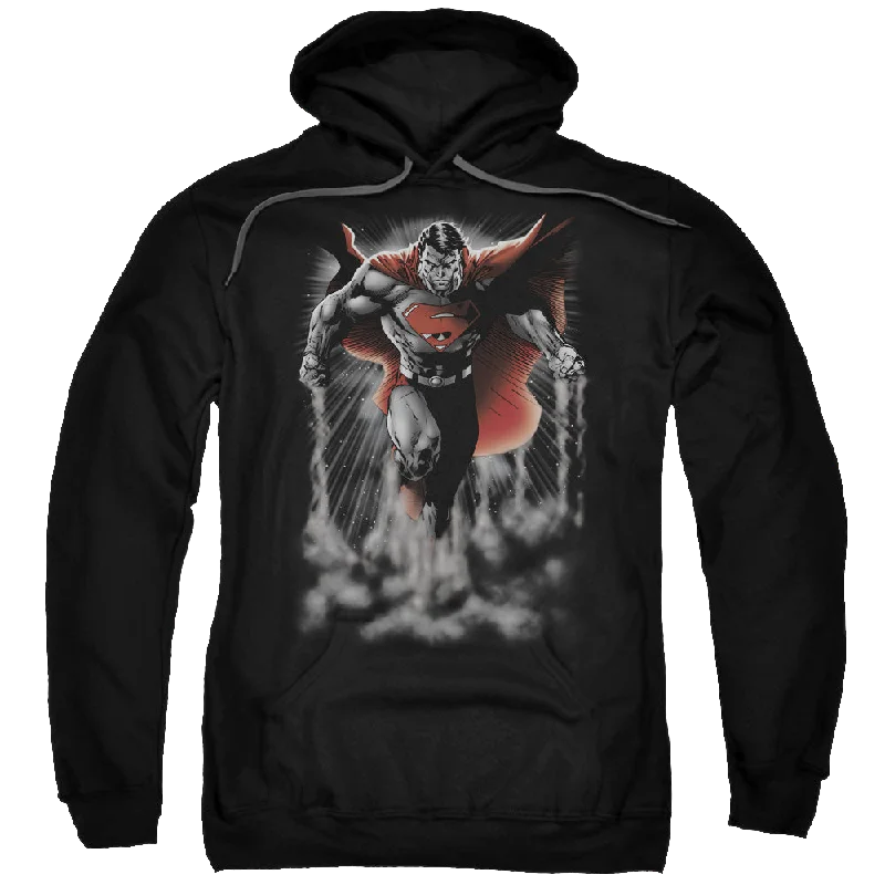 Superman Above The Clouds - Pullover Hoodie Tapered Sleeve Pullover