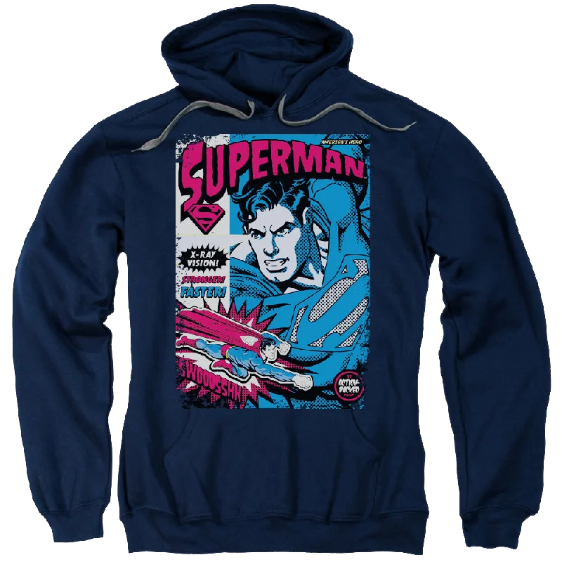 Superman Action Packed - Pullover Hoodie Lapel Neck Sweater