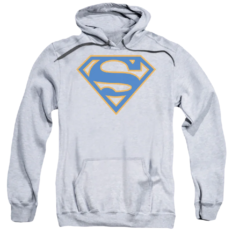 Superman Blue & Orange Shield - Pullover Hoodie Faux Fur Trim