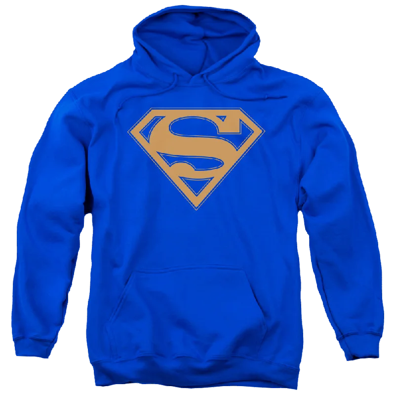 Superman Blue & Orange Shield - Pullover Hoodie Fleece Warm Pullover