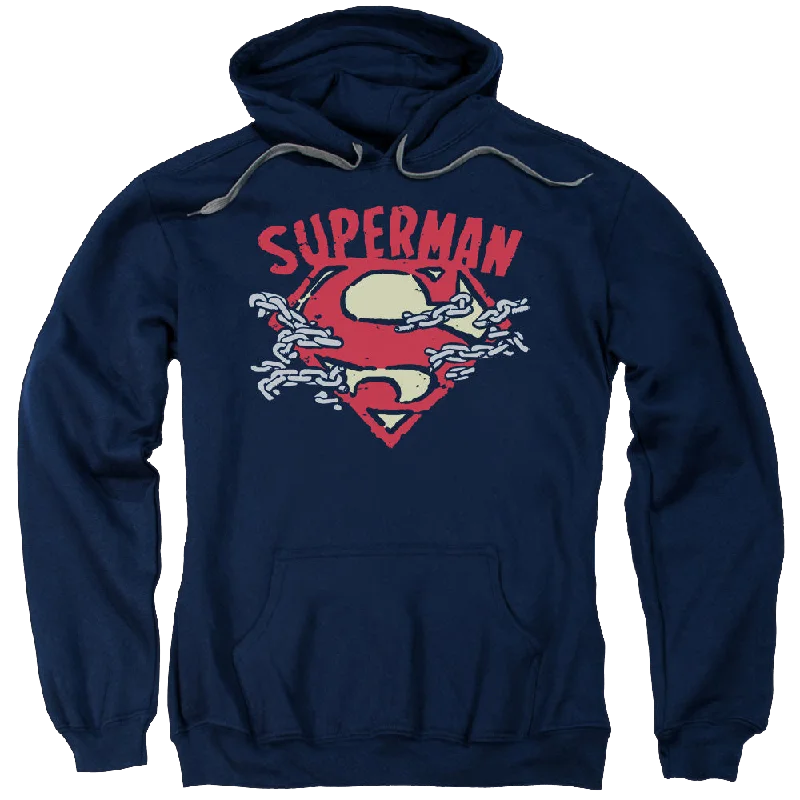 Superman Chain Breaking - Pullover Hoodie Bishop Sleeve Elegant