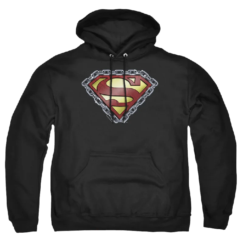 Superman Chained Shield - Pullover Hoodie Ruffle Neck Pullover