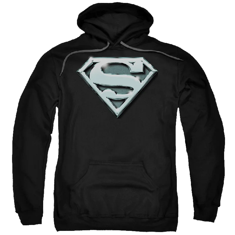 Superman Chrome Shield - Pullover Hoodie High Neck Pullover