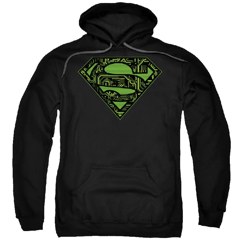 Superman Circuits Shield - Pullover Hoodie One Shoulder Top