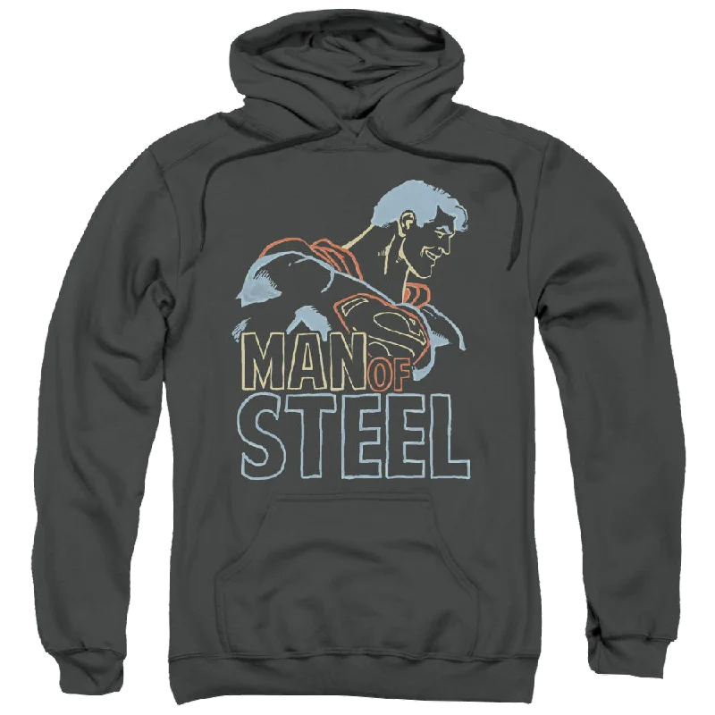 Superman Colored Lines - Pullover Hoodie Slit Sleeve Stylish