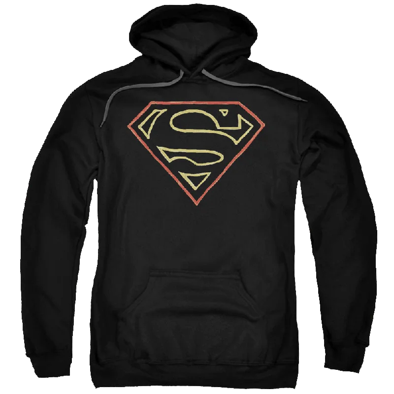 Superman Colored Shield - Pullover Hoodie Short Sleeve Top