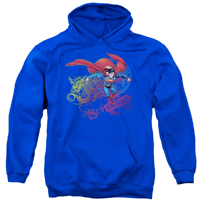 Superman Cool Word Supes - Pullover Hoodie Blouson Sleeve Pullover