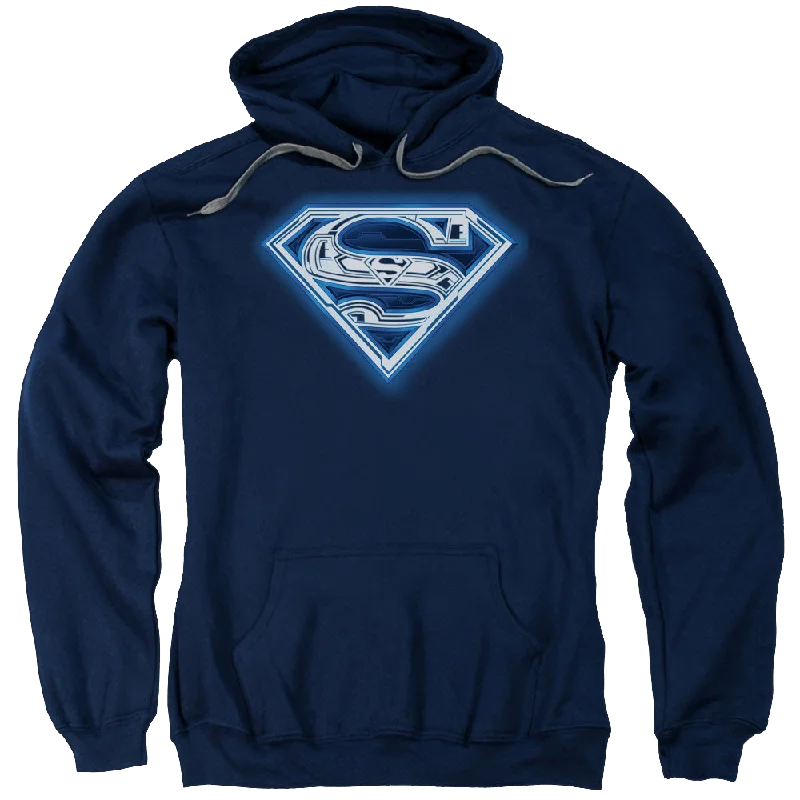 Superman Cyber Shield - Pullover Hoodie Over Sleeve Pullover