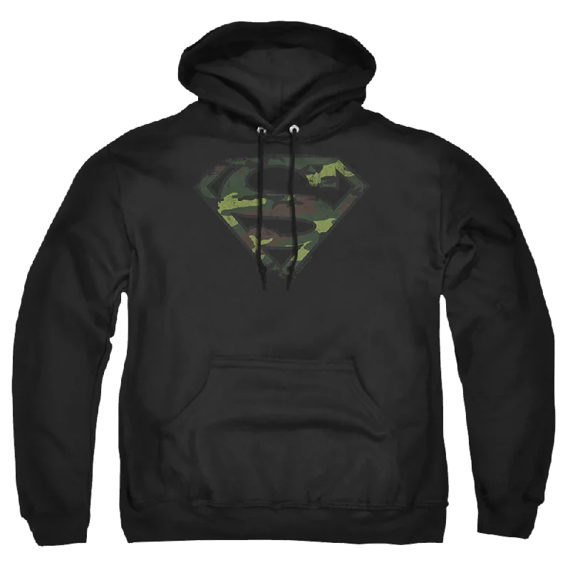 Superman Distressed Camo Shield - Pullover Hoodie Bolero Style Sweater