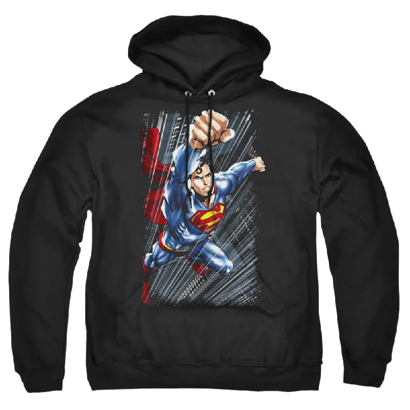 Superman Faster Than - Pullover Hoodie Asymmetrical Hem Sweater